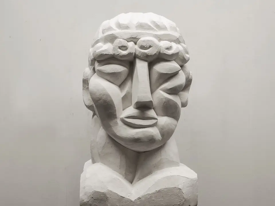 Apollo by Brendan Tadler, natural plaster; also cast aluminum or blackened bronze, view 3