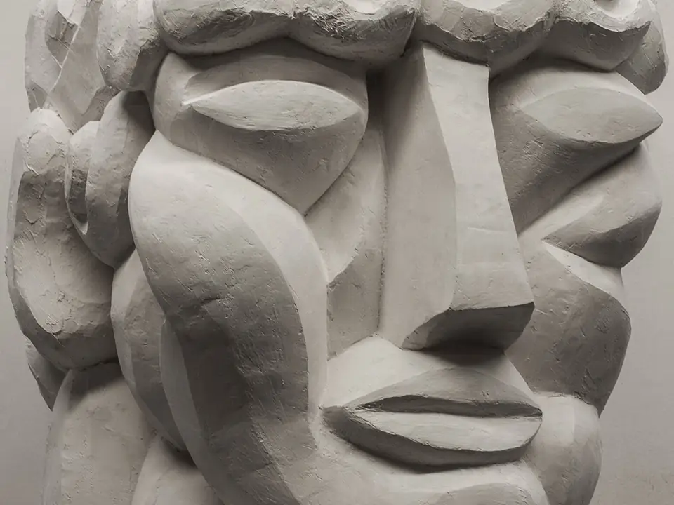 Apollo by Brendan Tadler, natural plaster; also cast aluminum or blackened bronze, view 4