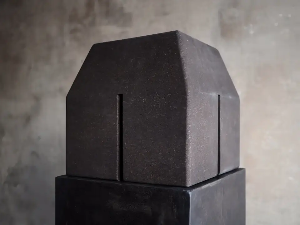 BTC Tabouret by Brendan Tadler, cork, matte grey-brown finish