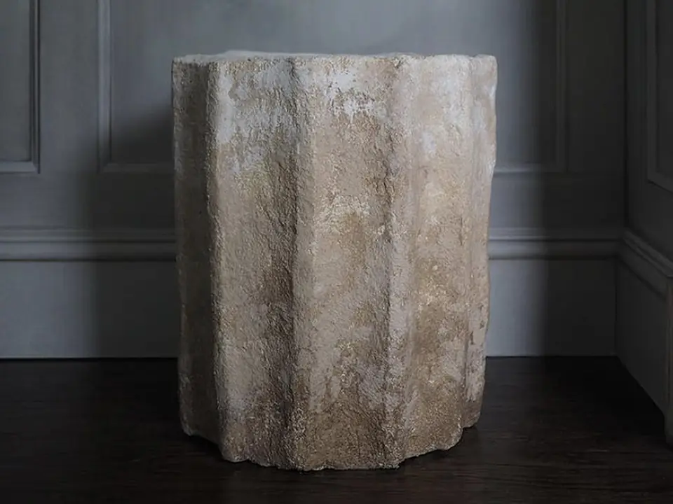 Fluted Wabi-sabi Planter by Brendan Tadler, plaster and natural stone