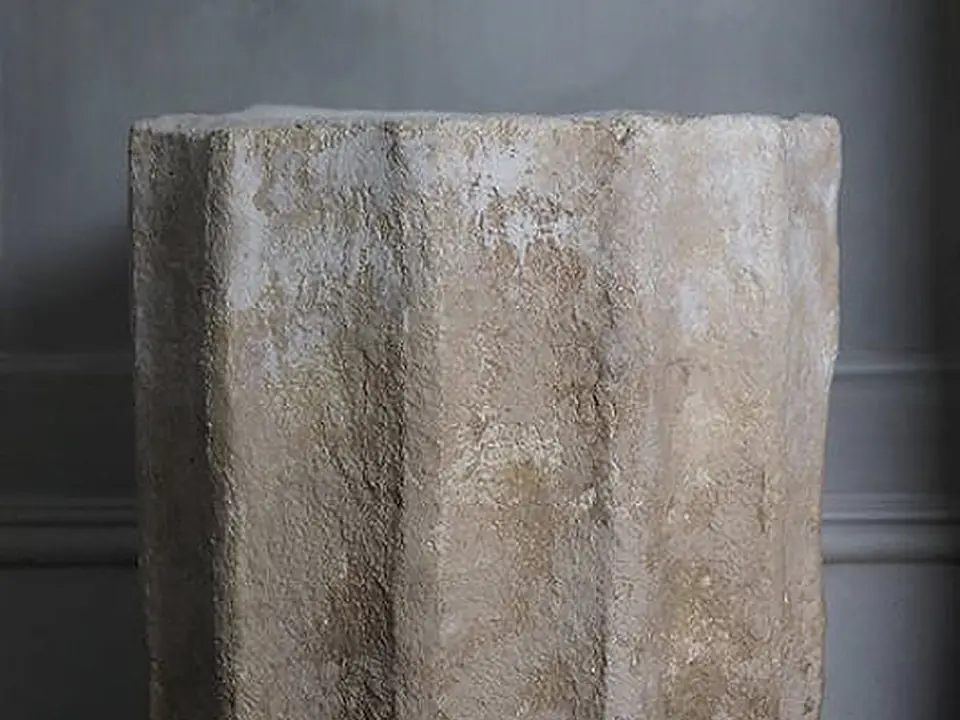 Fluted Wabi-sabi Planter by Brendan Tadler, plaster and natural stone, view 2
