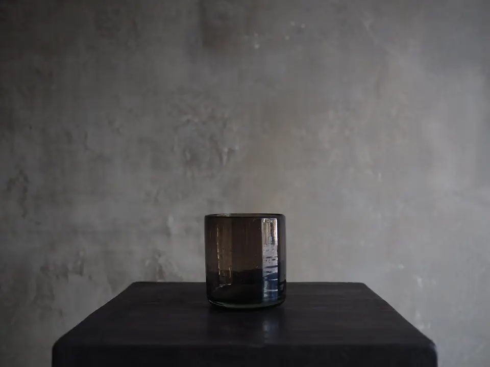 Handblown Glass Tumbler by Brendan Tadler, handblown glass, smoke finish