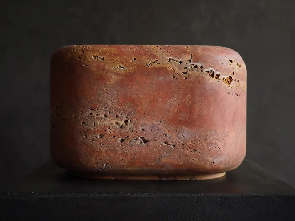 Large Marshmallow by Brendan Tadler, natural unfilled travertine, view 2