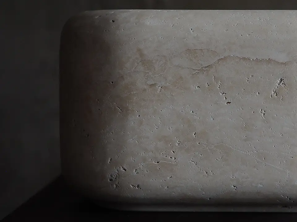 Large Marshmallow by Brendan Tadler, natural unfilled travertine, view 4