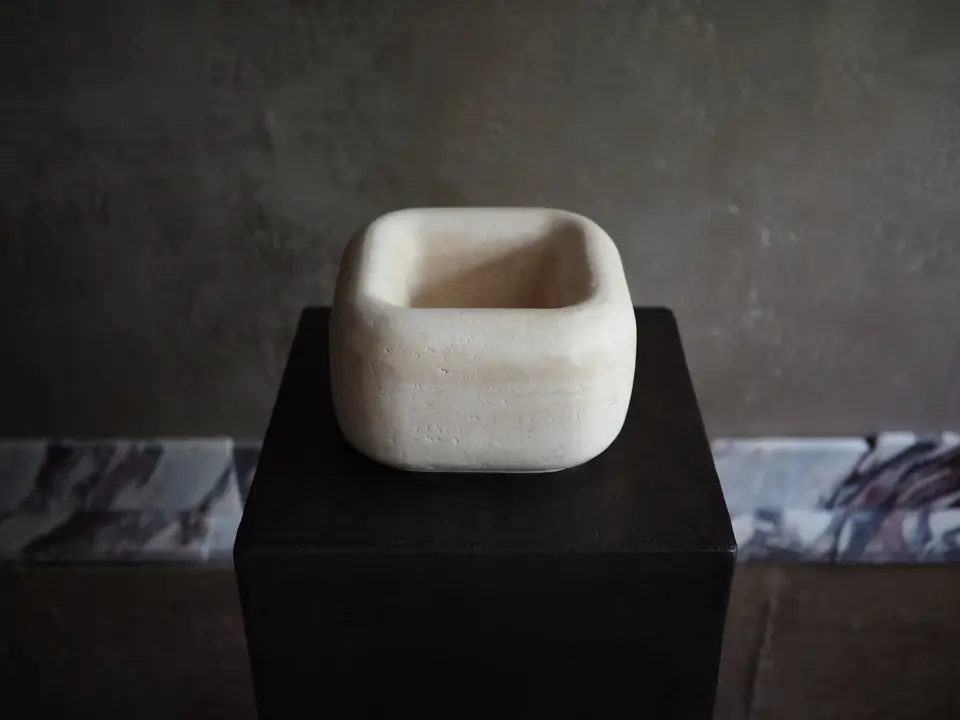 Medium Marshmallow by Brendan Tadler, natural unfilled travertine, view 3