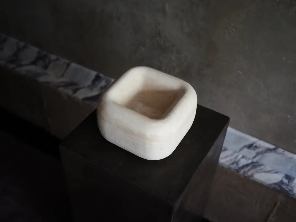 Medium Marshmallow by Brendan Tadler, natural unfilled travertine, view 4