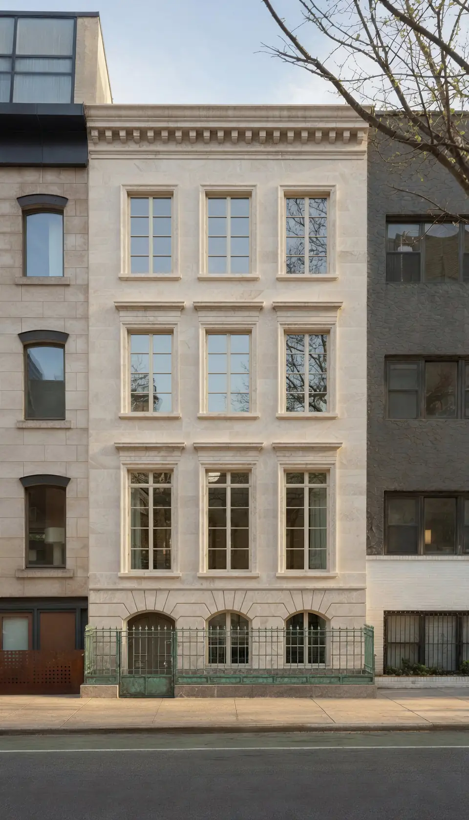 Facade. Manhattan Facade Renovation, private residence in Manhattan, NY: the full limestone townhouse