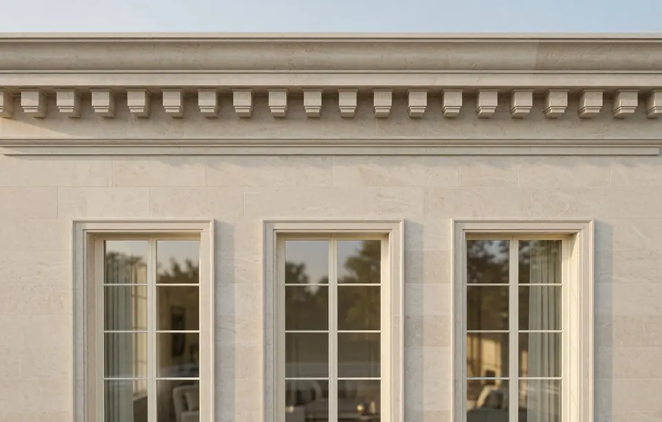 Cornice detail. Manhattan Facade Renovation, private residence in Manhattan, NY