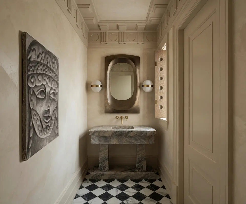 Powder room. Manhattan Facade Renovation, private residence in Manhattan, NY