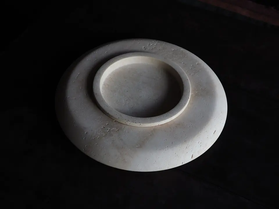 Stieglitz Vessel by Brendan Tadler, unfilled travertine, view 2