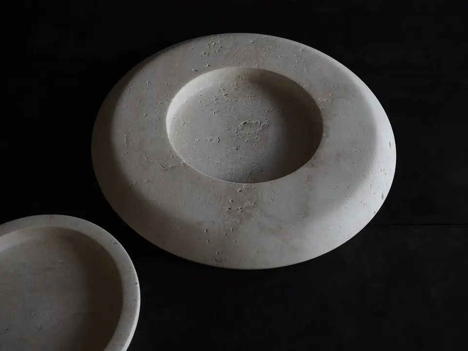 Stieglitz Vessel by Brendan Tadler, unfilled travertine, view 3