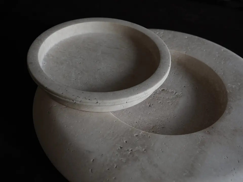 Stieglitz Vessel by Brendan Tadler, unfilled travertine, view 4