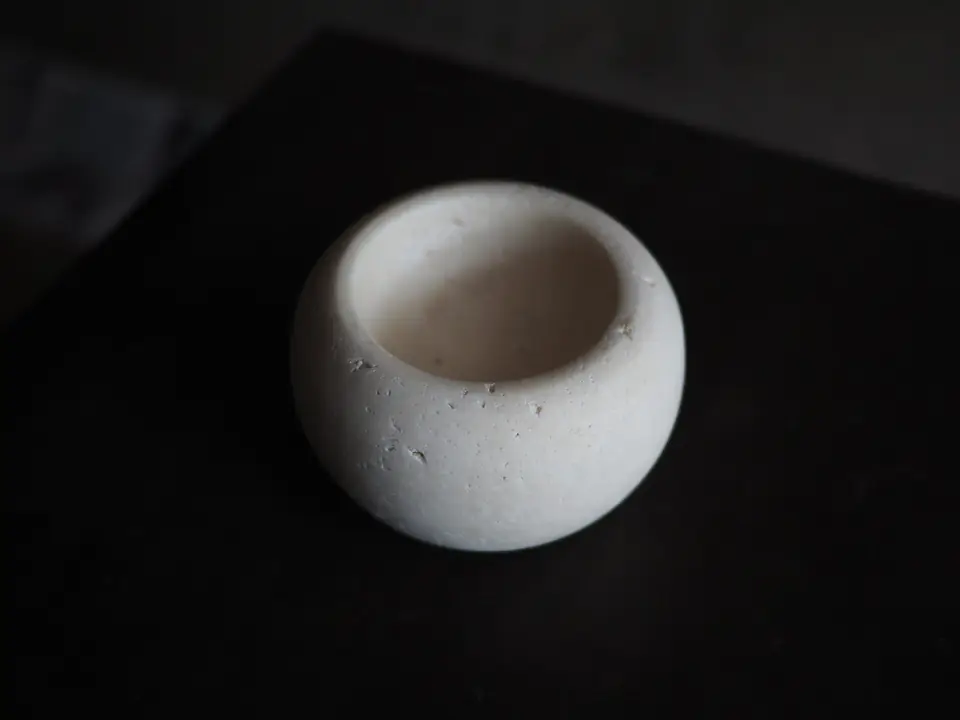 Travertine Bowl by Brendan Tadler, natural unfilled travertine, view 2