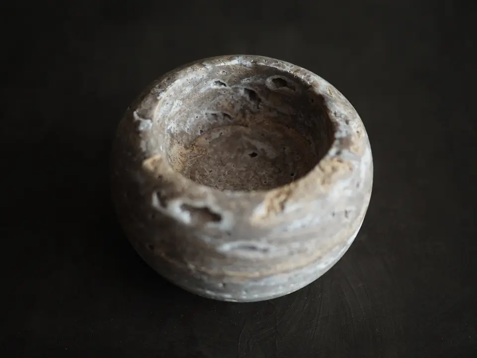 Travertine Bowl by Brendan Tadler, natural unfilled travertine, view 4