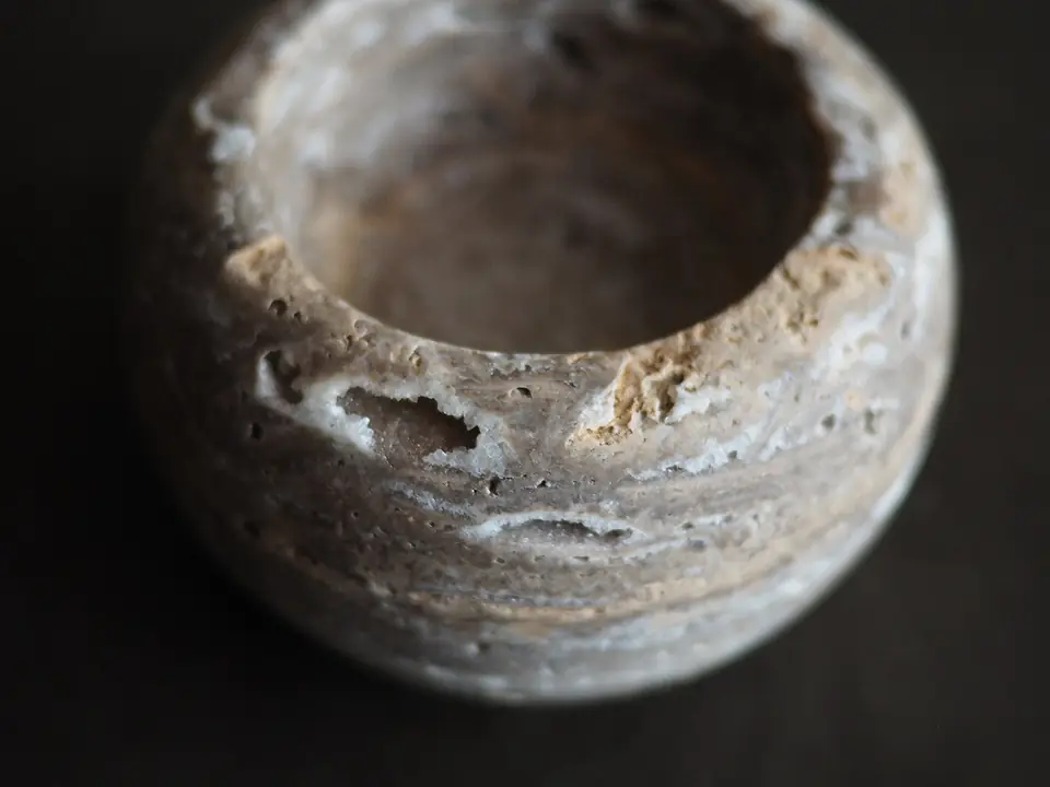 Travertine Bowl by Brendan Tadler, natural unfilled travertine, view 5
