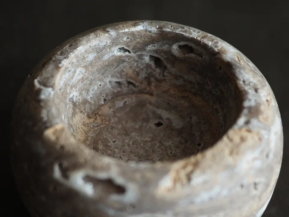 Travertine Bowl by Brendan Tadler, natural unfilled travertine, view 6